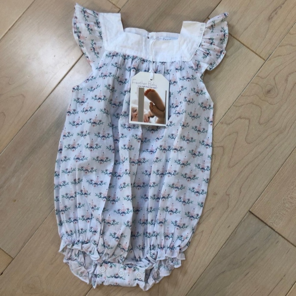 Feather baby Angel sleeve pima cotton bubble Romper